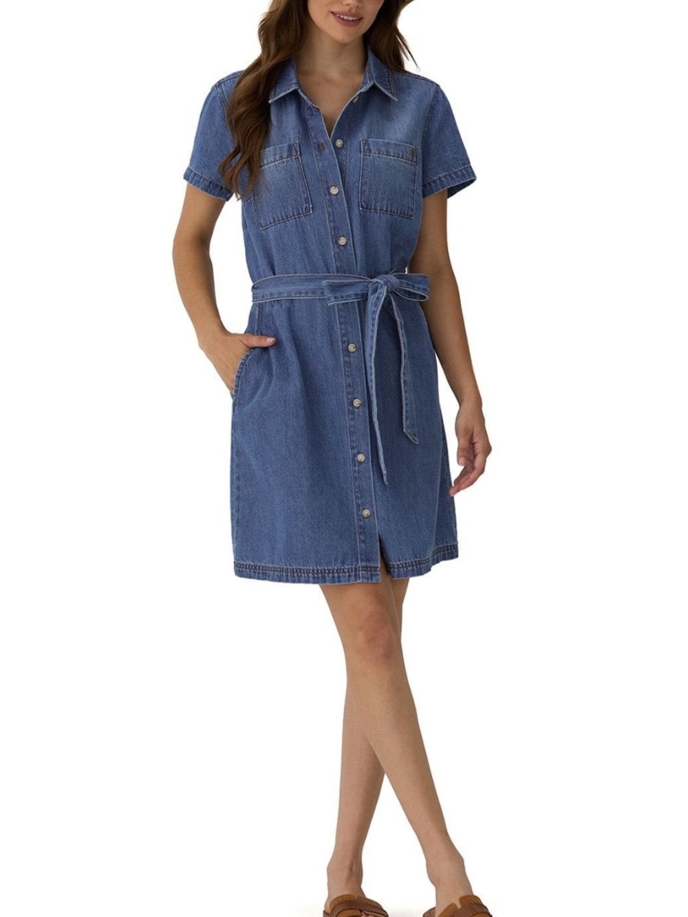 FRYE Women's Medium Wash Denim Dress - Blue size large
